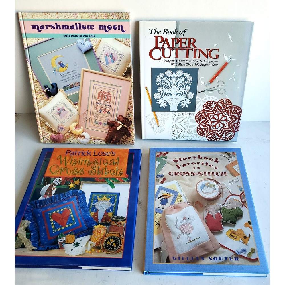 Patrick Loses Whimsical Cross-Stitch Book lot 4 Marshmallow Moon Paper Cutting